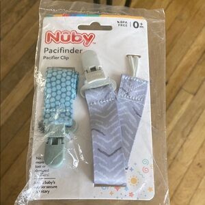 Blue and Gray Pacifier Clip